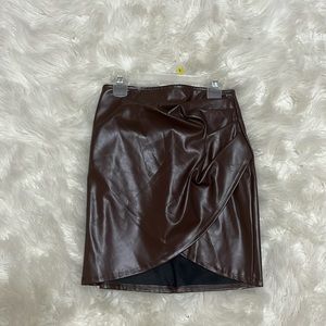 Brown faux leather skirt